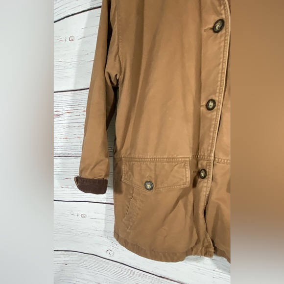 St Johns Bay Womens Medium Barn Jacket Chore Coat Tan Brown Plaid Flannel Lined - Picture 10 of 14